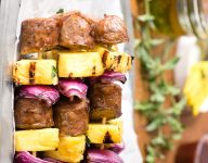 Grilled Cheesy Sausage Pineapple Skewers