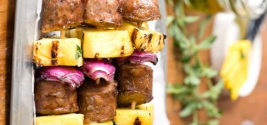 Grilled Cheesy Sausage Pineapple Skewers