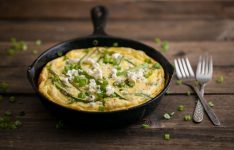 Roasted Asparagus, Green Onion, and Blue Cheese Frittata