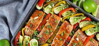 Honey-Lime Roasted Sheet Pan Salmon and Vegetables
