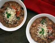 Pot Beans with Tomatoes Basil and Parmesan Cheese