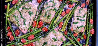 Sheet Pan Pesto Salmon with Asparagus and Tomatoes