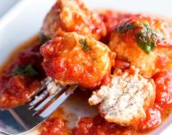 Tomato Basil Slow Cooker Chicken Meatballs