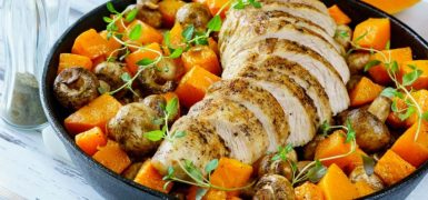 Turkey with Mushrooms & Butternut Squash Skillet