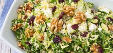 Kale Quinoa Salad with Walnuts, Cranberries, and Feta