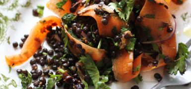 Moroccan Carrot Ribbons And Black Lentils