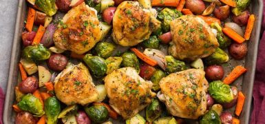 Sheet Pan Roasted Chicken with Root Vegetables