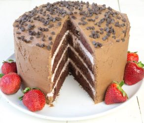 Chocolate Cake with Strawberry Mousse Filling