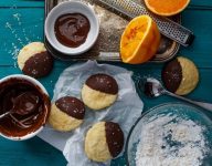 Chocolate Dipped Orange Cookie Crinkles