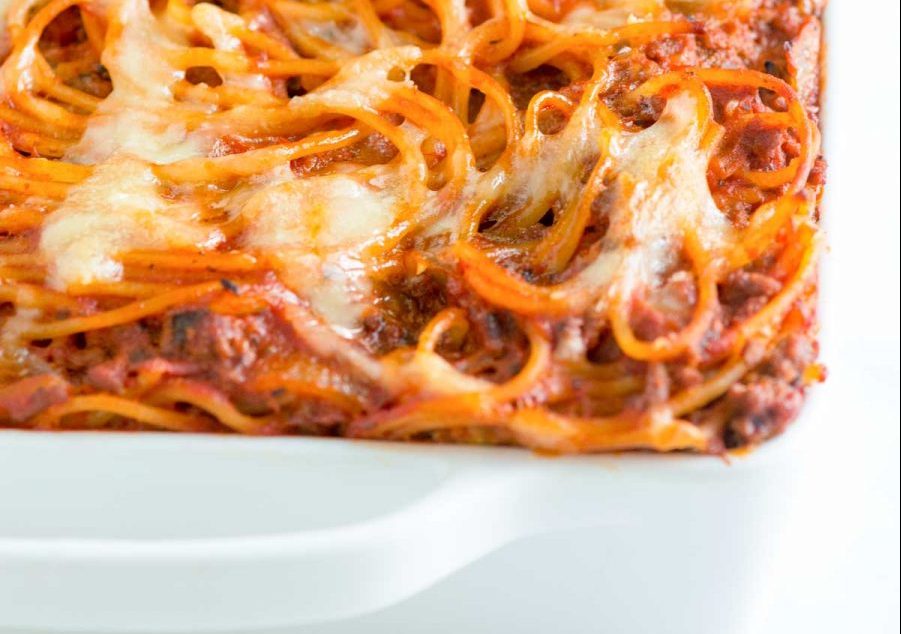 Easy Baked Spaghetti Recipe with Mozzarella Salt and Sugar