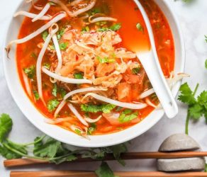 Korean Soup with Chicken Cabbage and Kimchi