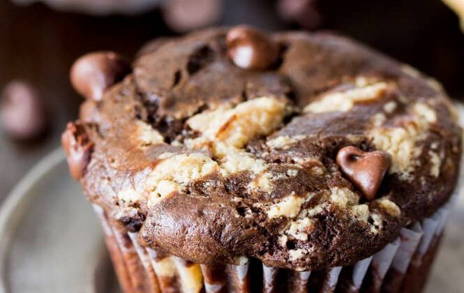 Peanut Butter Filled Chocolate Muffins