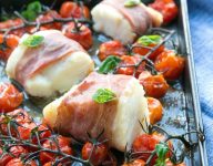 Prosciutto Wrapped Cod with Roasted Tomatoes