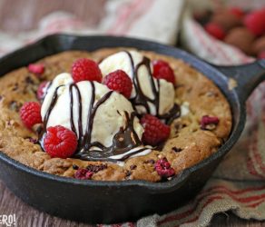 Raspberry Truffle Skillet Cookies