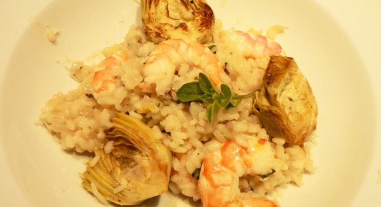 Risotto with Shrimps and Roasted Artichokes