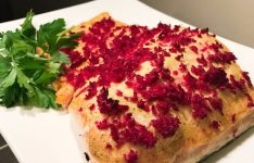 Roasted Salmon with Dijon Mustard and Beet Horseradish