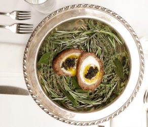 Scotch Eggs with Lamb Sausage and Caviar