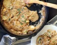 Vegan Scalloped Potatoes and Cauliflower with Jamaican Curry Spices