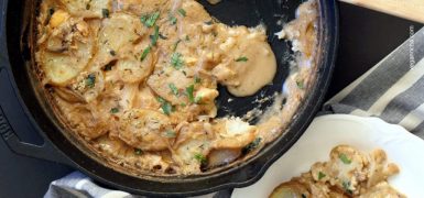 Vegan Scalloped Potatoes and Cauliflower with Jamaican Curry Spices