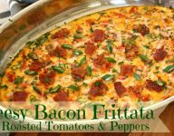 Cheesy Bacon Frittata with Roasted Tomatoes and Peppers