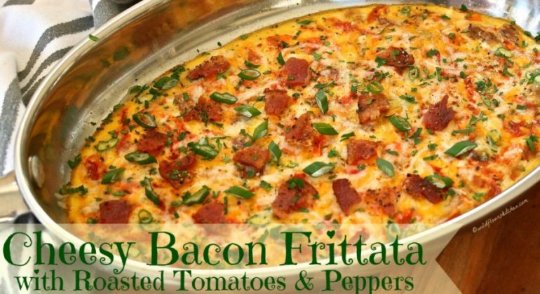 Cheesy Bacon Frittata with Roasted Tomatoes and Peppers