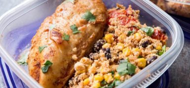 Fiesta Chicken Meal Prep Bowls with Cauliflower Mexican Rice