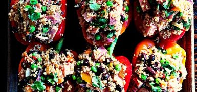 Ham Quinoa-Stuffed Peppers with Peas