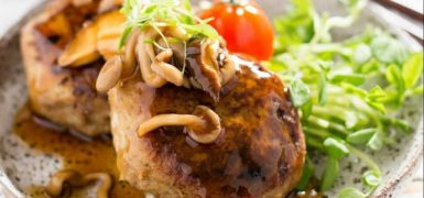 Japanese Hamburg Steak with Mushroom Sauce