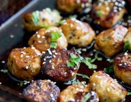 Tray Bake Sticky Sesame Chicken Meatballs