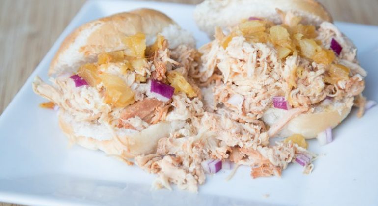 Instant Pot Shredded Hawaiian Chicken Sandwiches