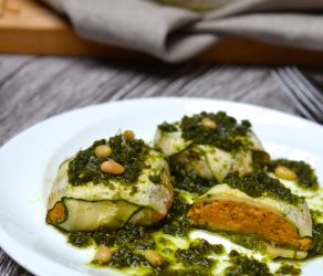 Butternut Squash Ravioli with Kale Pesto
