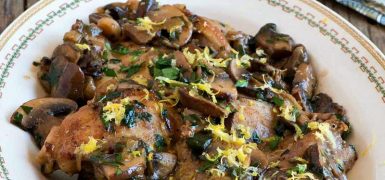 Chicken Thighs with Mushrooms Lemon and Herbs