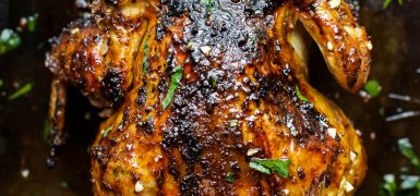 Glazed Honey Garlic Beer Can Chicken