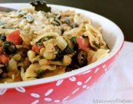 Lentil & Tomato Pasta with Spinach and Olives