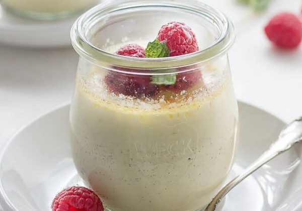 Low Carb Raspberry Creme Brulee with Champagne