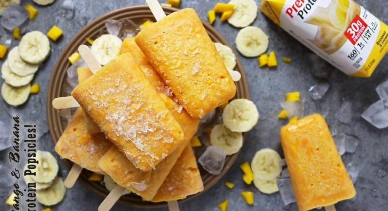 Mango And Banana Protein Popsicles