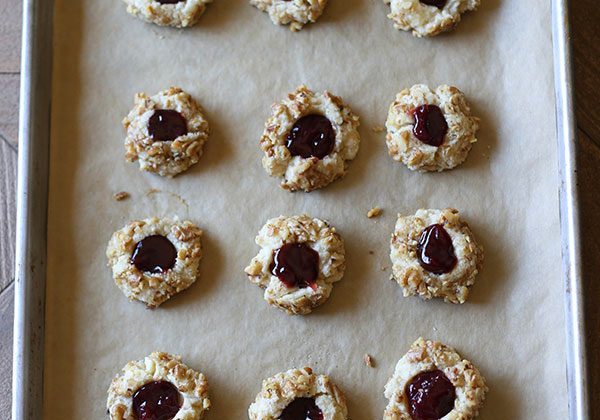 Raspberry Walnut Thumbprint Cookies