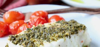 Baked Chilean Sea Bass with Pesto