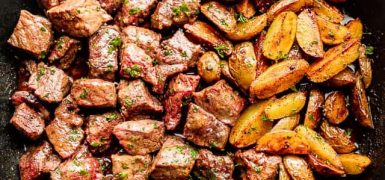 Juicy Skillet Steak Bites with Potatoes