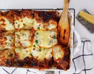 Pesto Mushroom Bolognese Lasagna