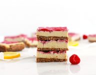 RAW LEMON RASPBERRY CHEESECAKE BARS